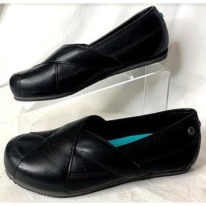 Mozo Womens Black Leather Sport Flat Oil/Slip Resistant Shoes US Sz 8 - EUC